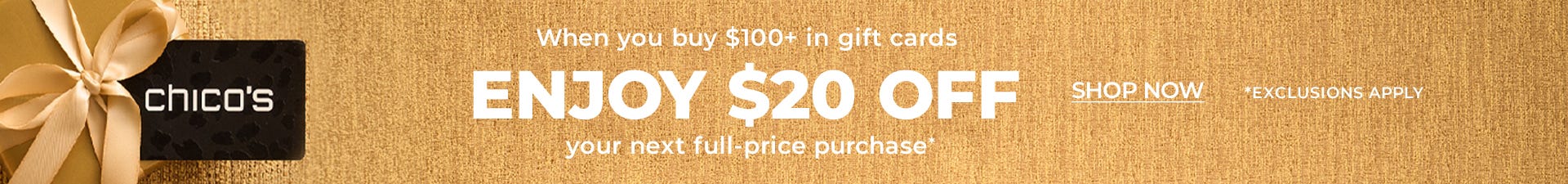 When you buy $100+ in gift cards enjoy $200 off your next full-price purchase