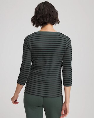 Zenergy® Ribbed Striped Henley Tee click to view larger image.