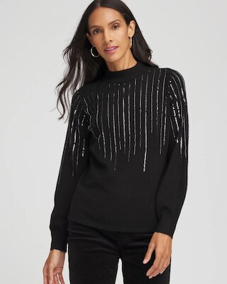 Embellished Mockneck Sweater