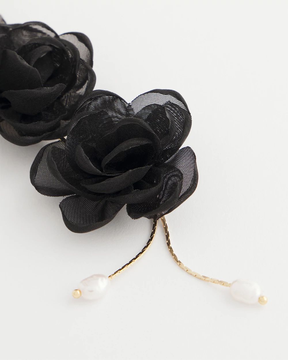 Black Floral Linear Drop Earrings
