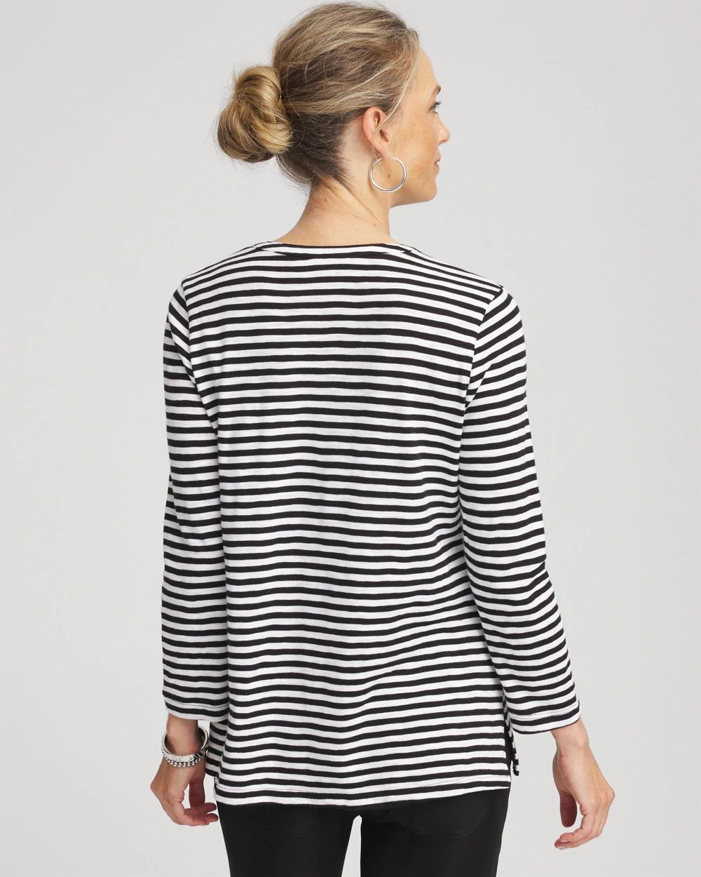 Striped Slub Splitneck Henley Tee