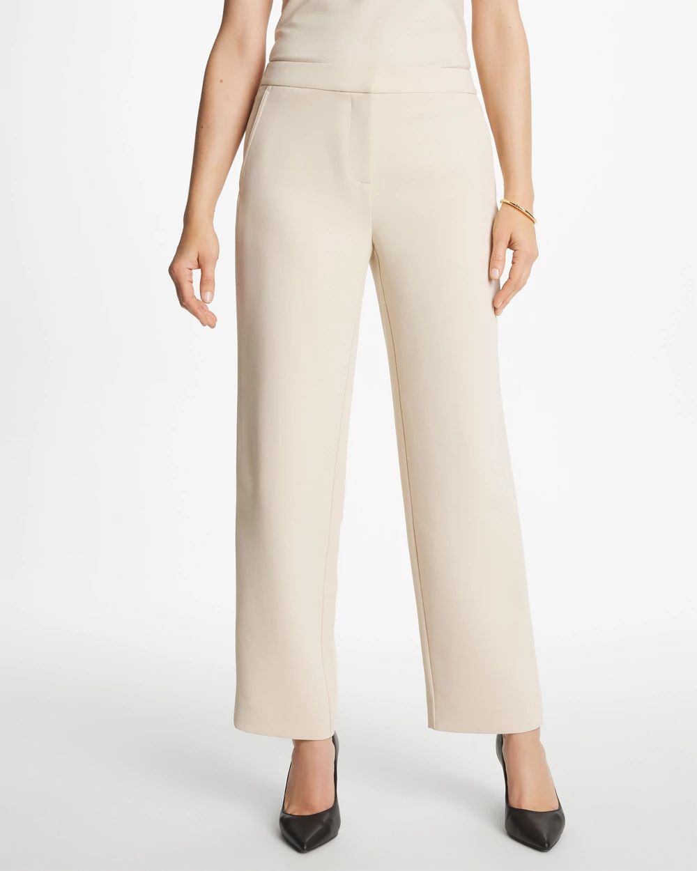 Textured Straight Tapered Ankle Pants