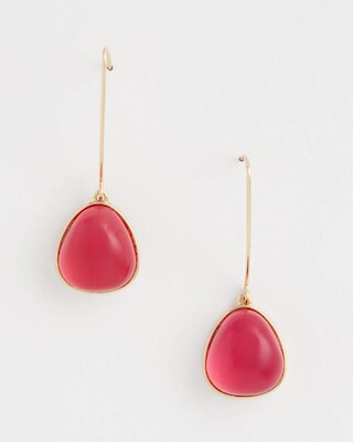Pink Teardrop Threader Earrings