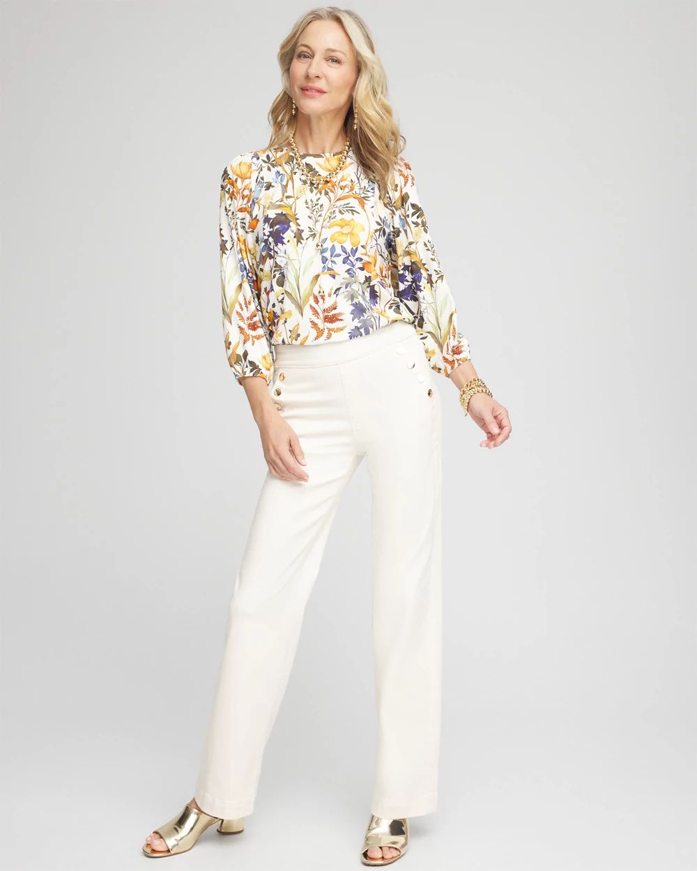 Pull-On Wide Leg Ankle Jeans click to view larger image.