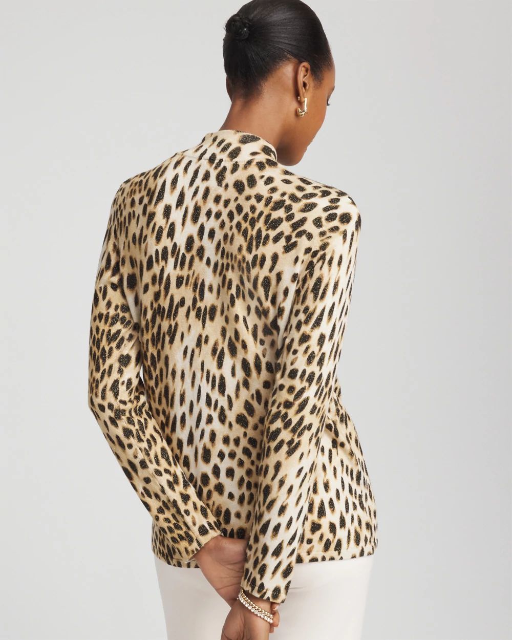 Ella Mockneck Animal-Print Pullover Sweater click to view larger image.