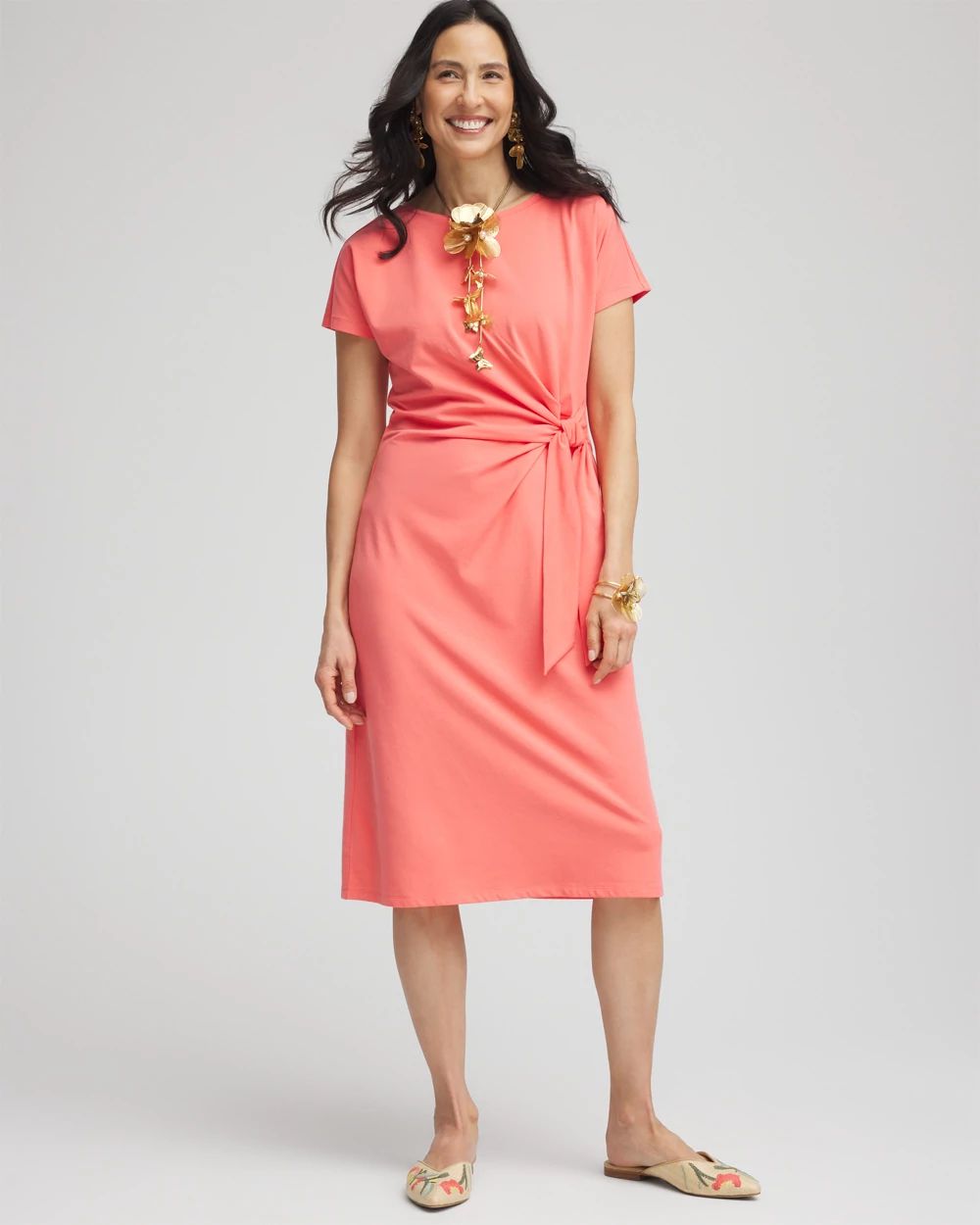 Dolman-Sleeved Side-Tie Dress click to view larger image.