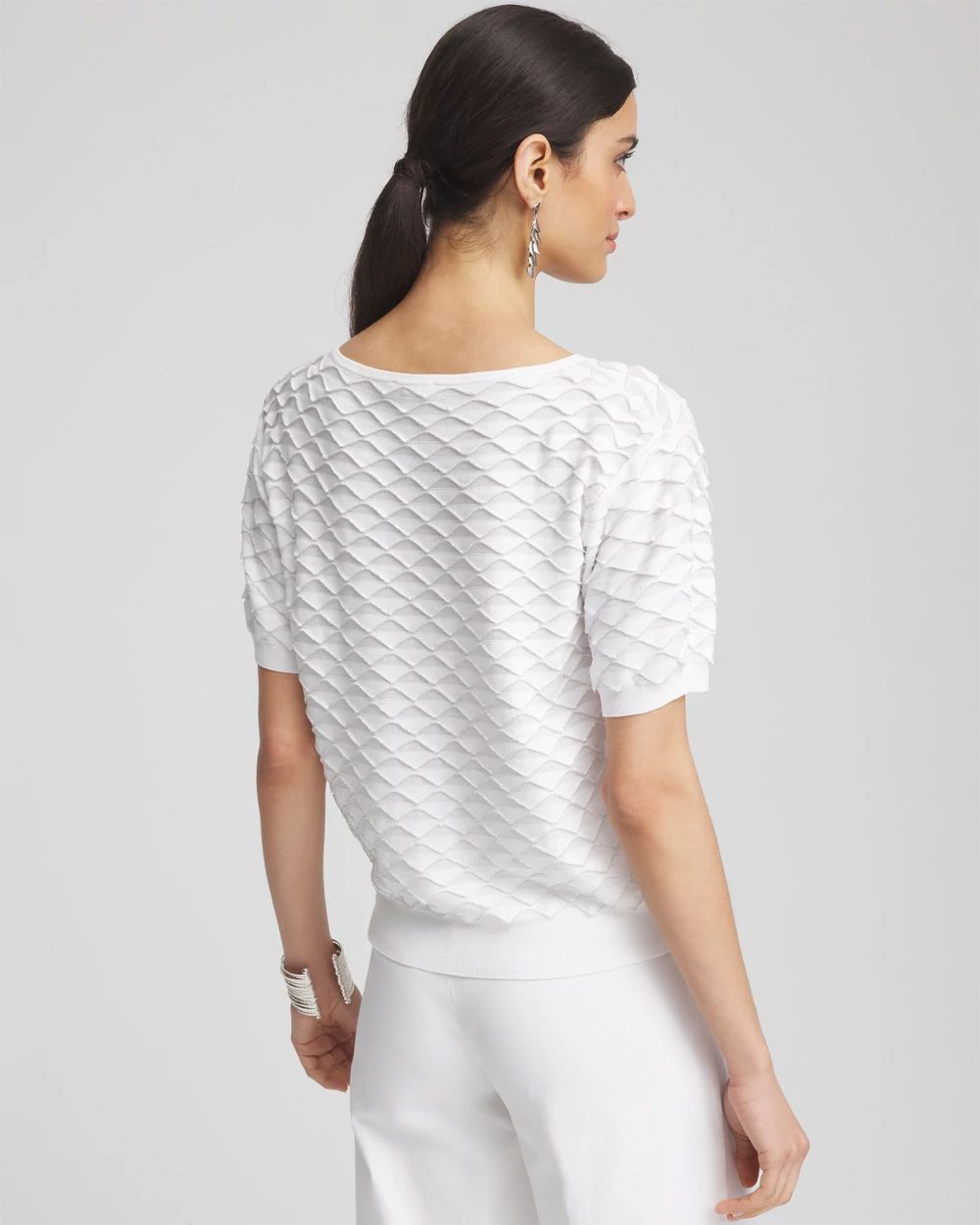 Metallic Bateau Neck Pullover Sweater