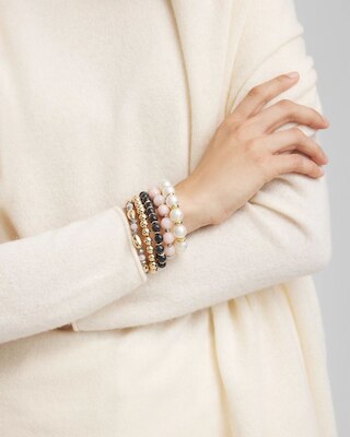 Pink Stretch Set of Five Beaded Bracelets click to view larger image.