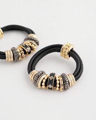 Black & Goldtone Charm Earrings click to view larger image.