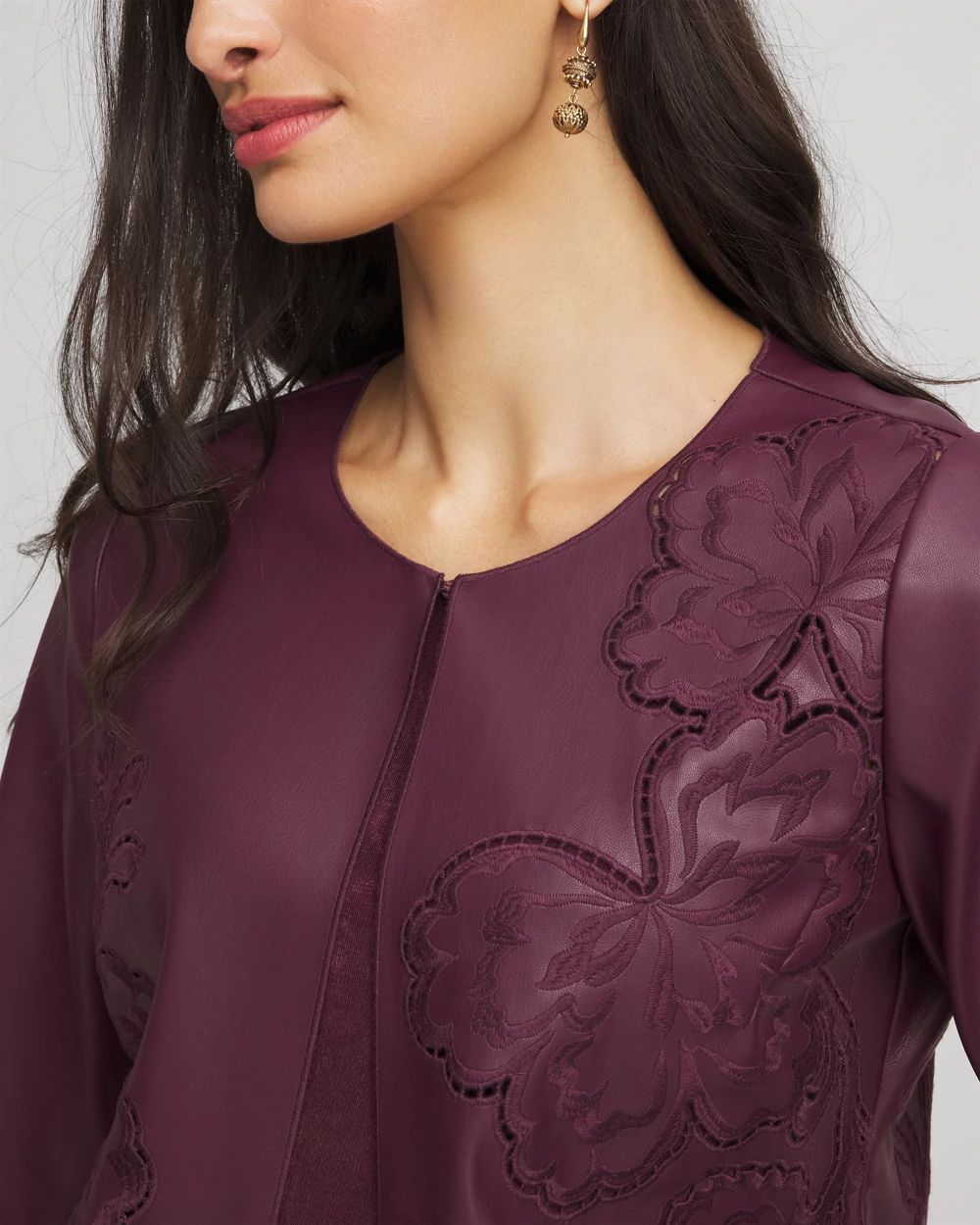 Travelers™ Collection Faux Leather Embroidered Jacket click to view larger image.