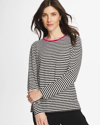 Zenergy® Striped Jacquard Contrast Pullover Top click to view larger image.