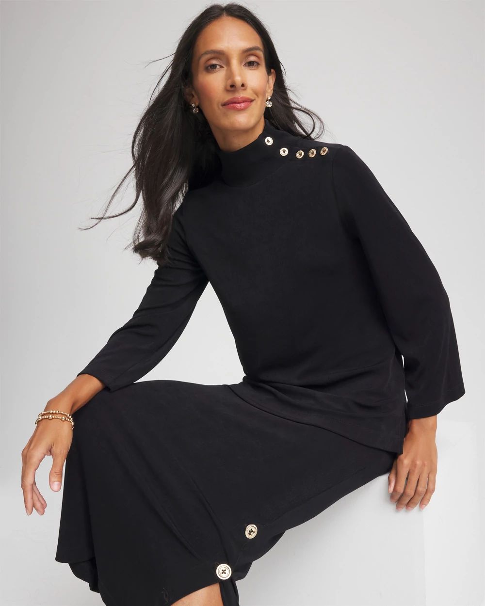 Travelers™ Button Mockneck Top click to view larger image.