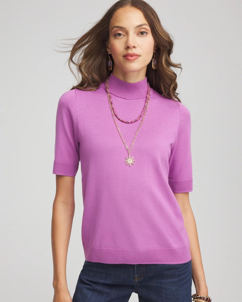 Ella Elbow Sleeve Mockneck Sweater