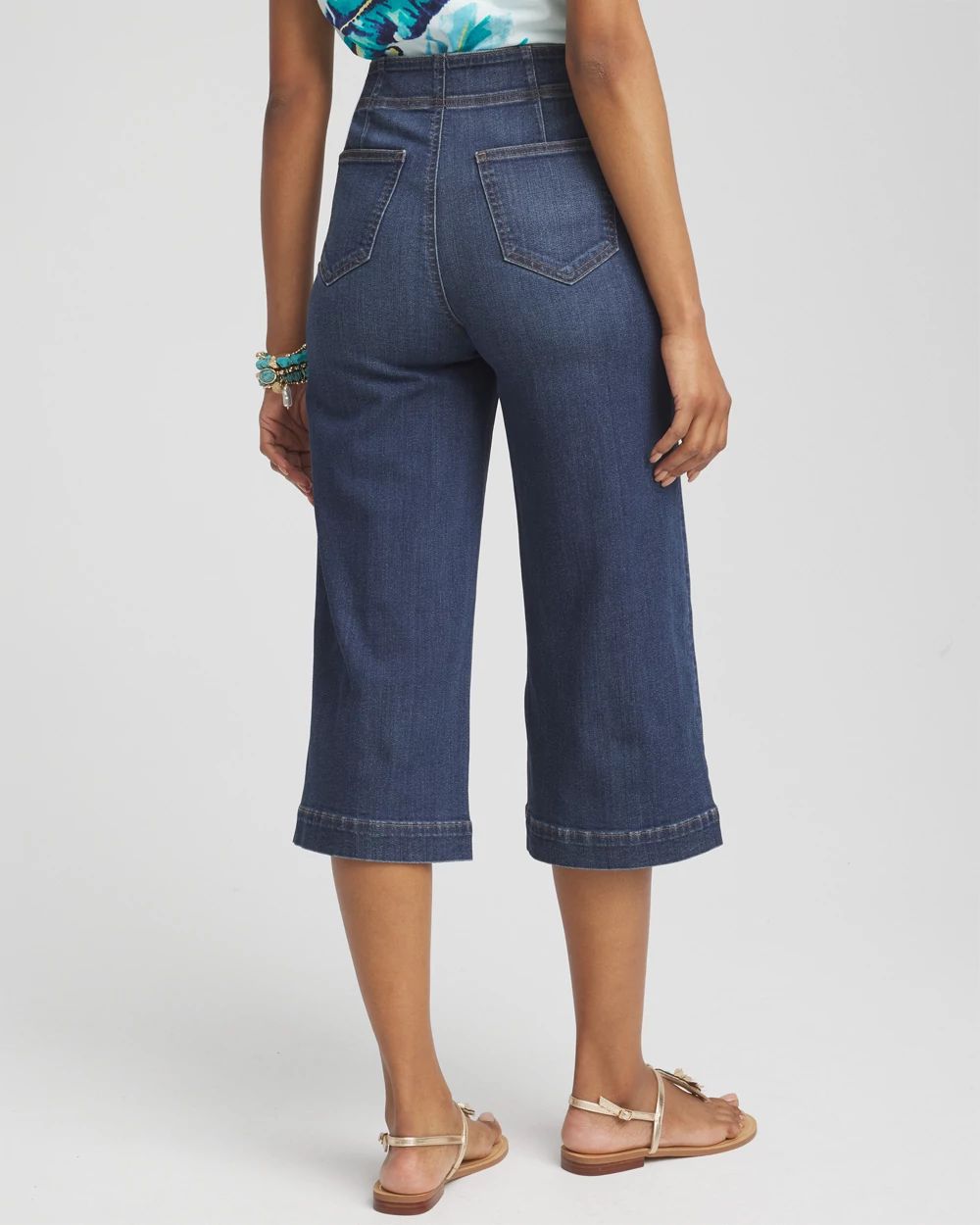Pull-On Wide Capri Jeans