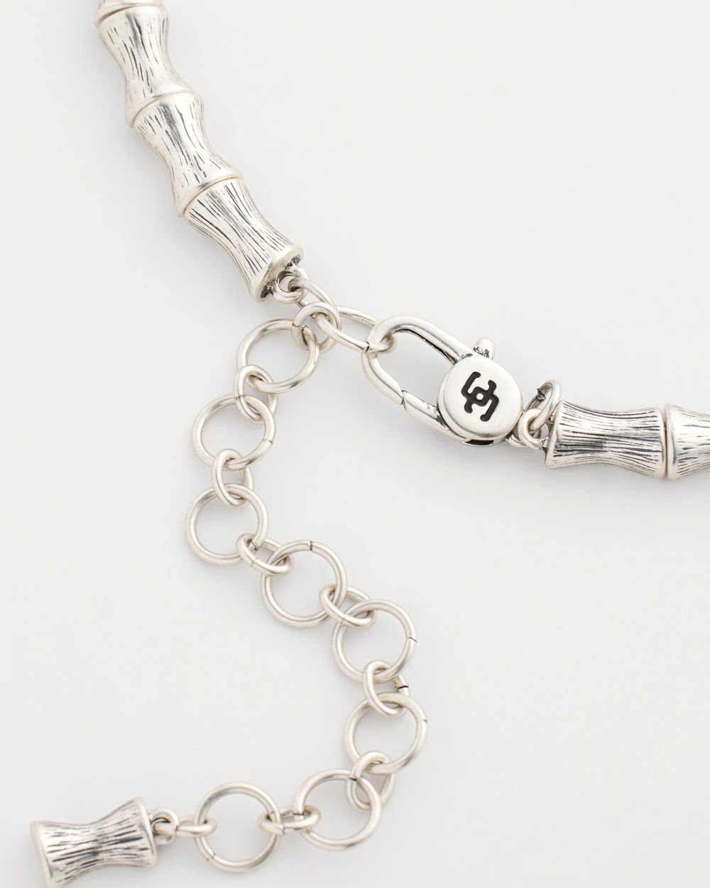 Silvertone Bamboo Collar Necklace click to view larger image.