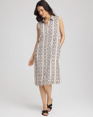 Printed Sleeveless Silk-Twill Shirtdress