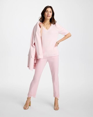 Space Dyed Ruched V-Neck Pullover Sweater click to view larger image.