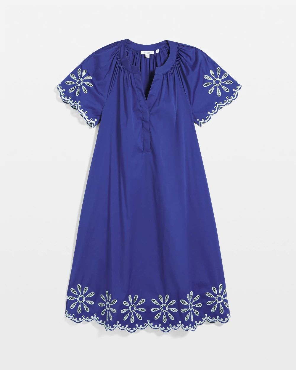 Embroidered Poplin Popover Dress click to view larger image.