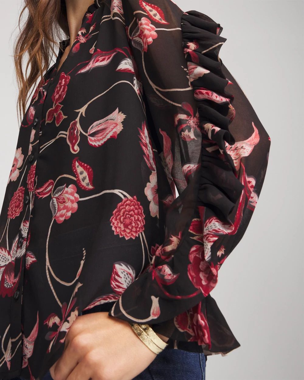 Georgette Celtic Blooms Blouse click to view larger image.