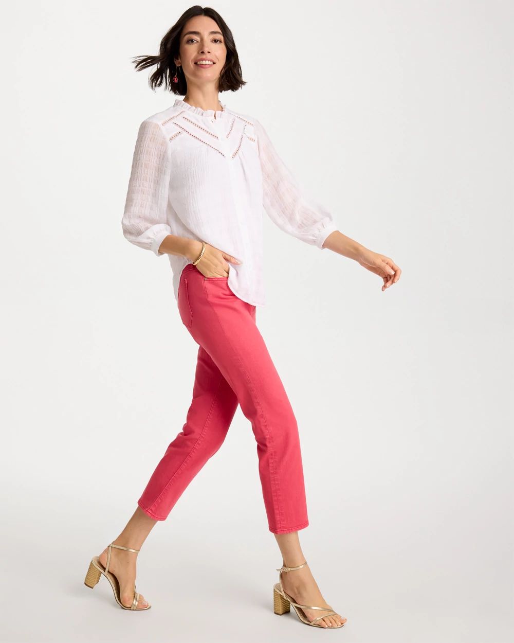 Girlfriend Roll Cuff Crop Jeans