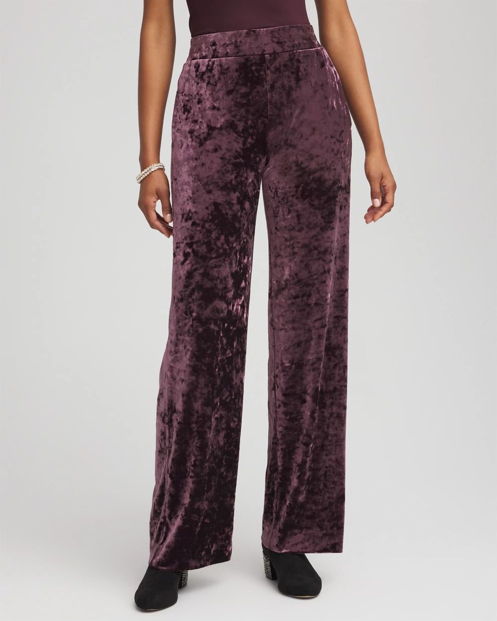 Crushed Velvet Wide-Leg Pants