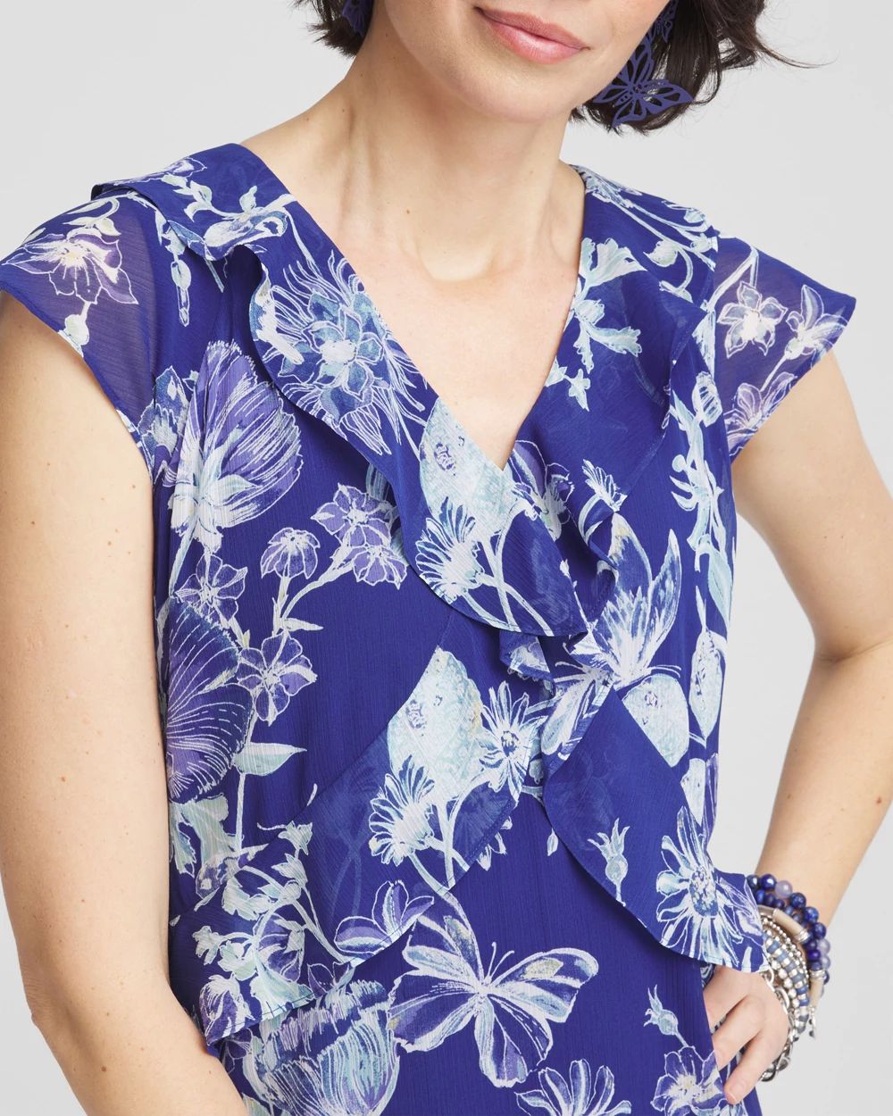 Fit and Flare Chiffon Ruffle Dress click to view larger image.