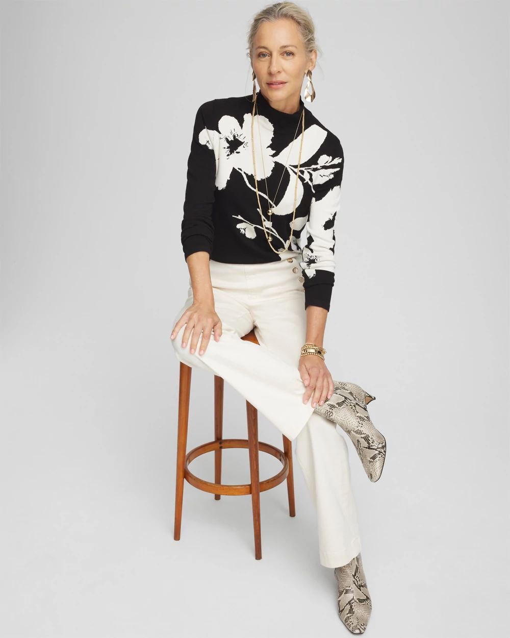 Ella Floral Turtleneck Sweater click to view larger image.