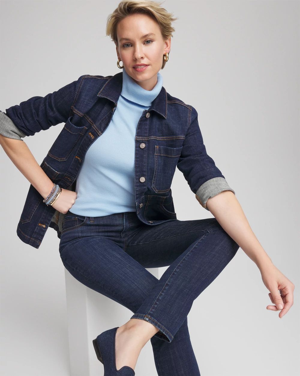 Ella Button Cuff Turtleneck Sweater