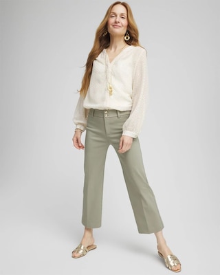 Trapunto Straight Leg Cropped Pants click to view larger image.