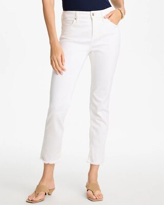 No-Stain Girlfriend Frayed Ankle Jeans