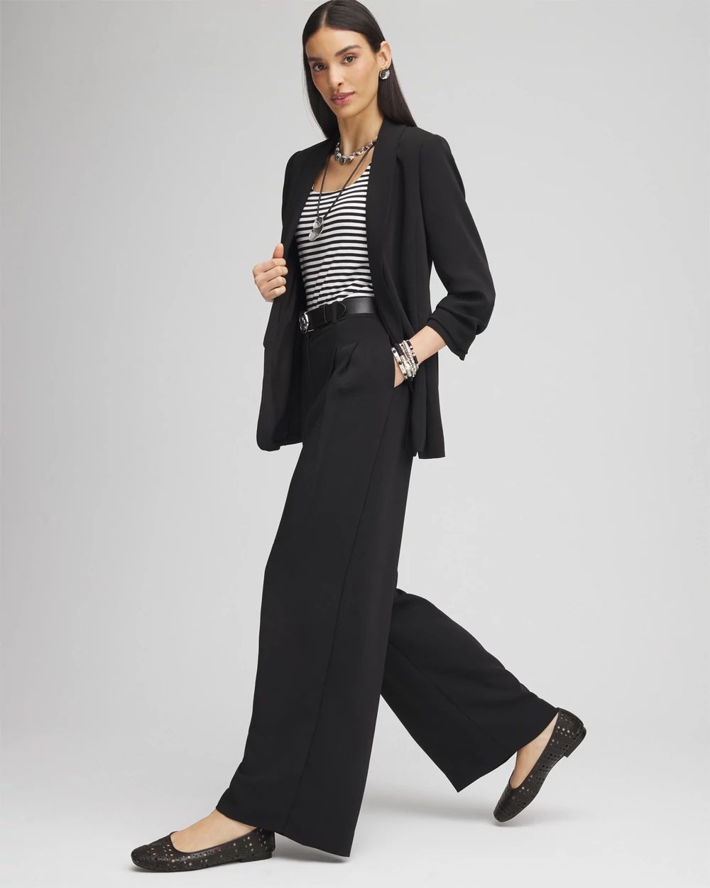 Crepe Pleated Relaxed Pants click to view larger image.