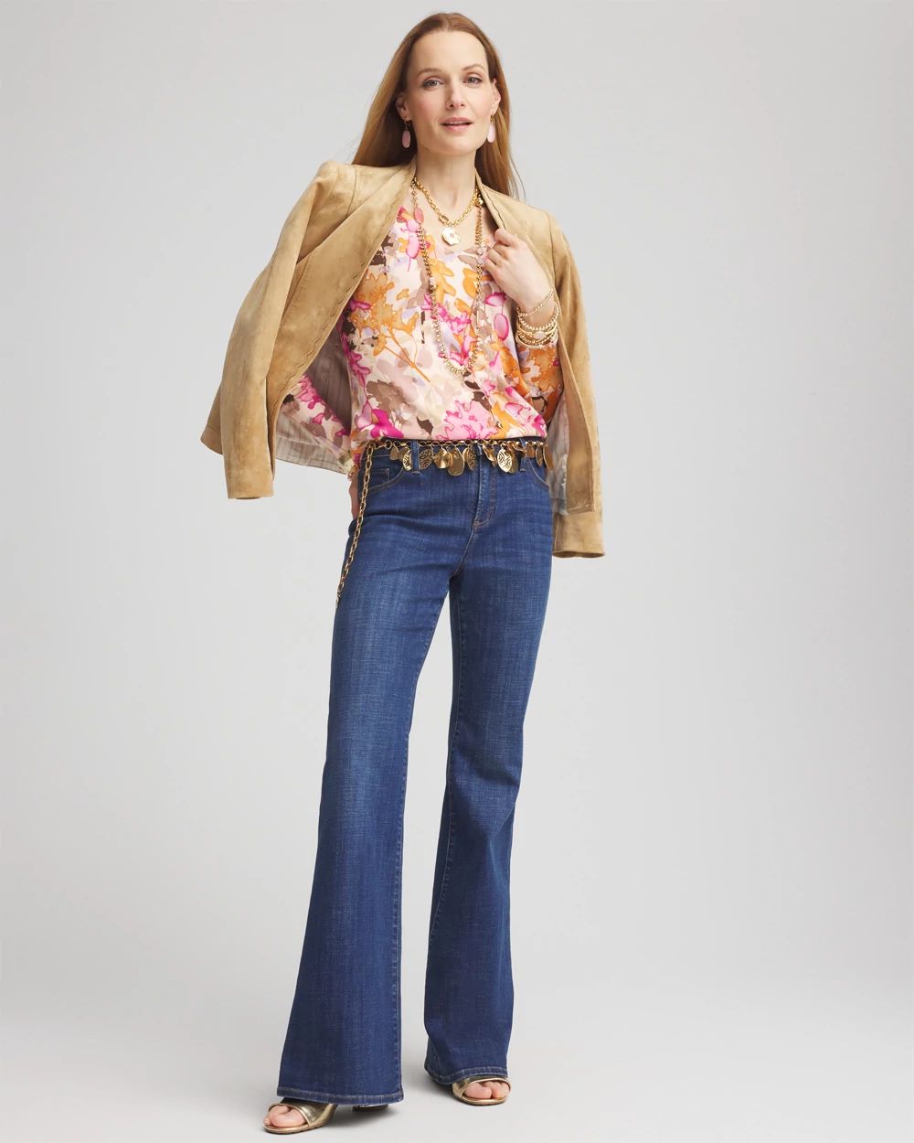 Floral Long Sleeve V-Neck Pullover Sweater