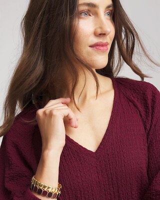 Textured Raglan V-Neck Top click to view larger image.