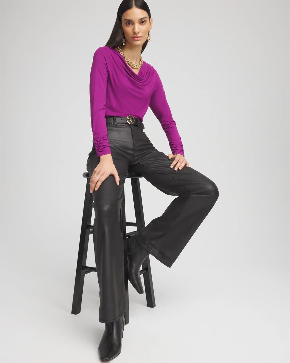 Cowl Neck Long Sleeve Tee click to view larger image.