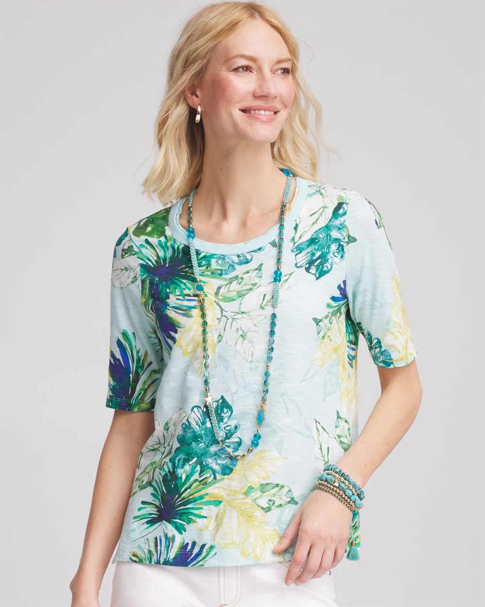 Island Print Slub Short-Sleeve Tee