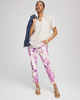 Brigitte™ Floral Pull-On Slim Cropped Pants click to view larger image.