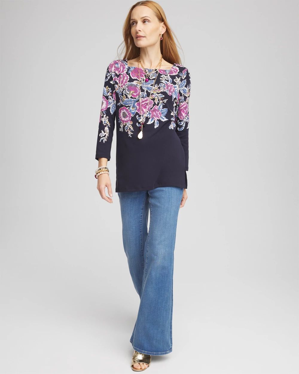 Floral Square Neck Tunic click to view larger image.