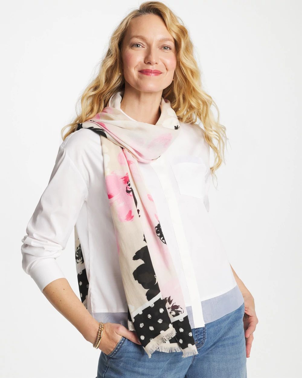 Blossom Burst Oblong Scarf click to view larger image.
