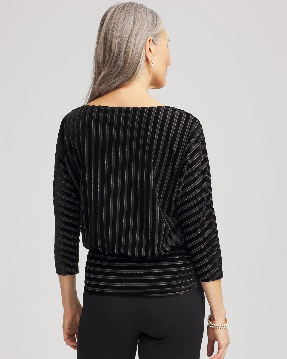 Velvet Burnout Stripe Banded-Bottom Top click to view larger image.