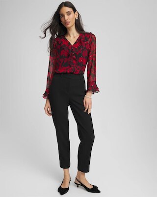 Georgette Clip Dot Ruffle Blouse click to view larger image.