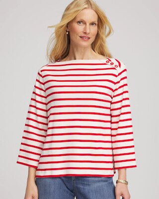 Bateau Neck Stripe Top