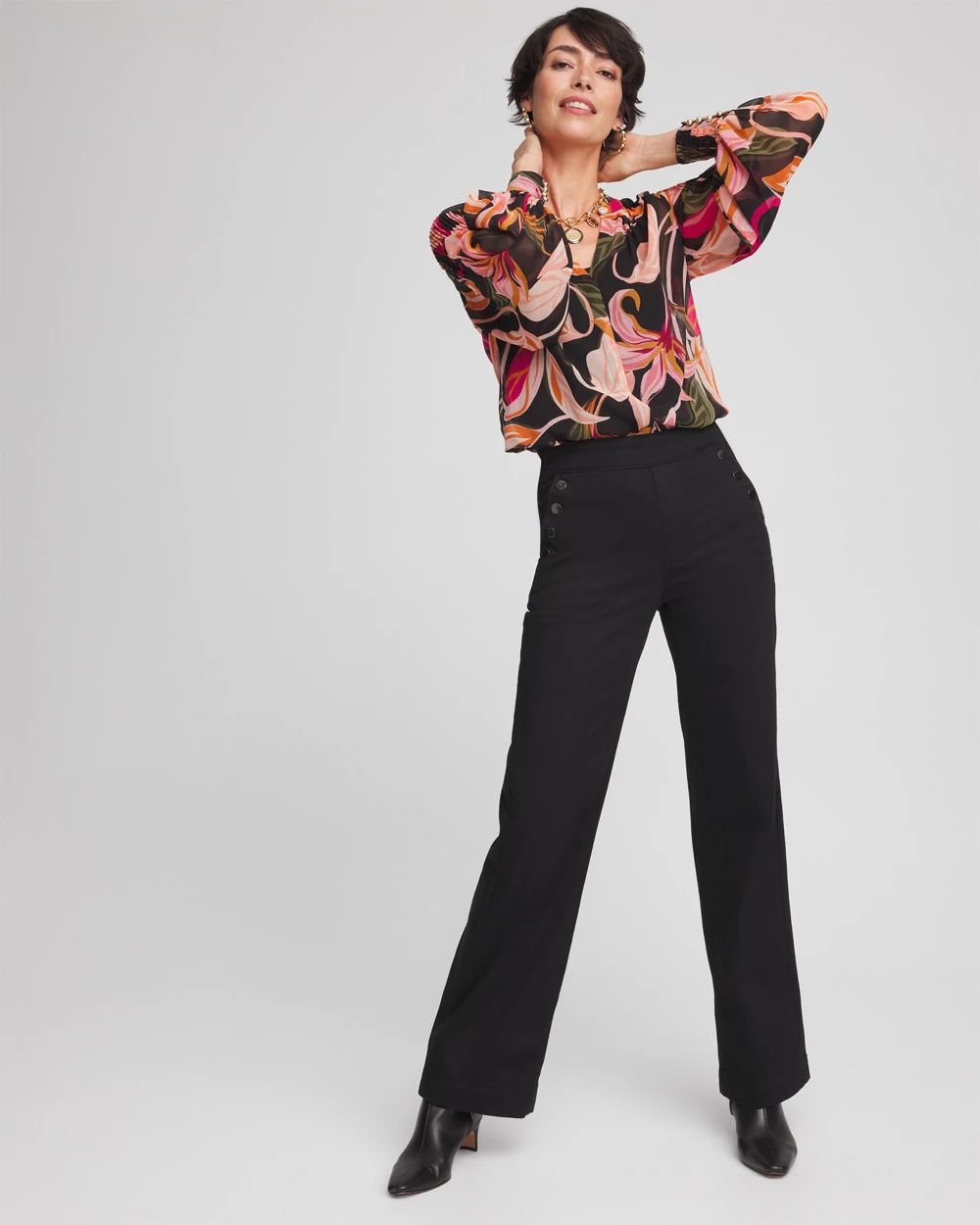 Pull-On Wide Leg Ankle Jeans