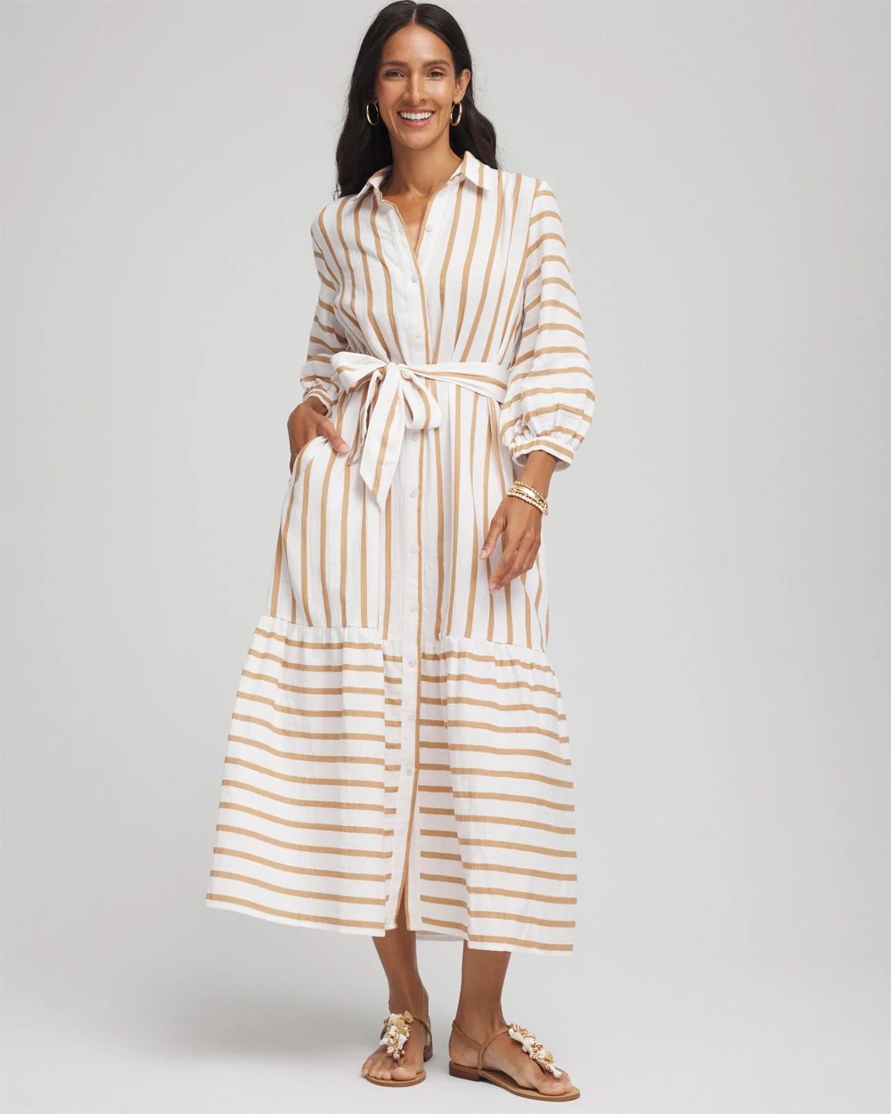 Striped Cotton-Gauze Shirtdress