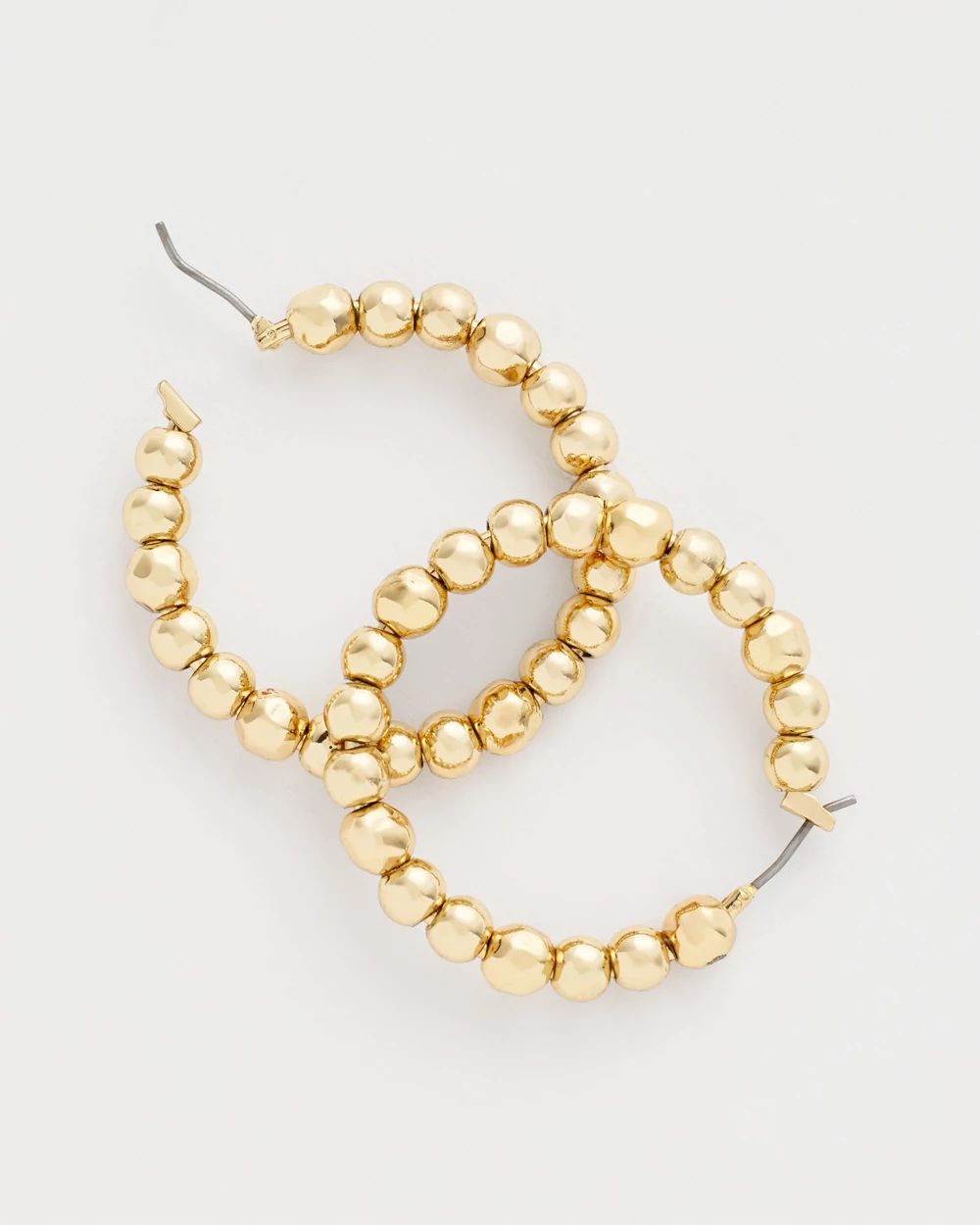 No Droop® Golden Beaded Hoop Earrings click to view larger image.