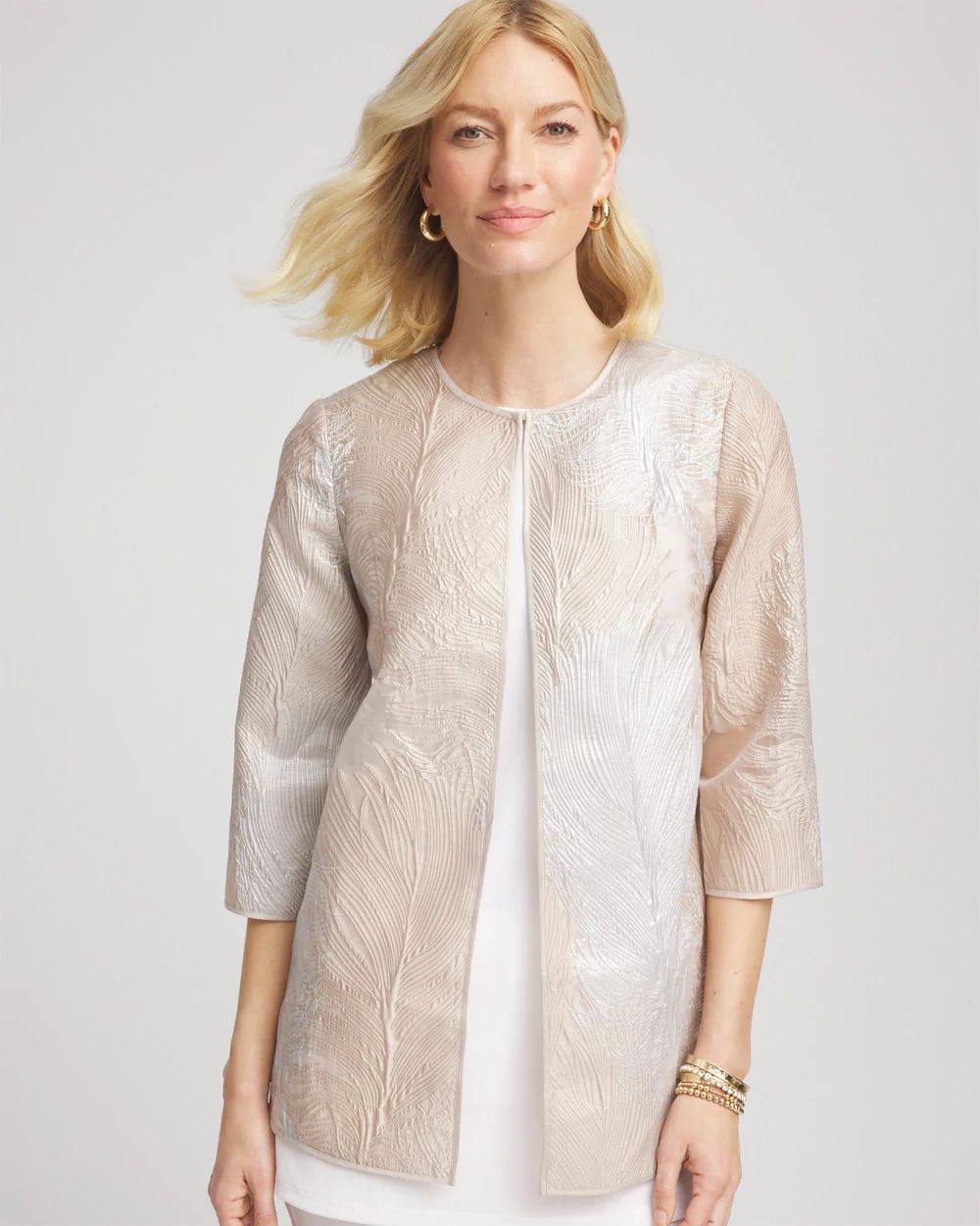 Travelers™ Collection Metallic 3/4 Sleeve Jacket