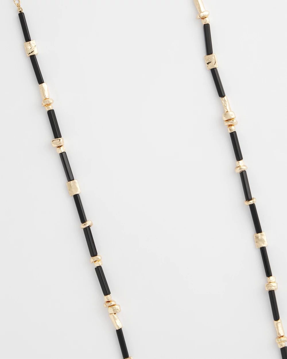 Black Enamel Long Single-Strand Necklace