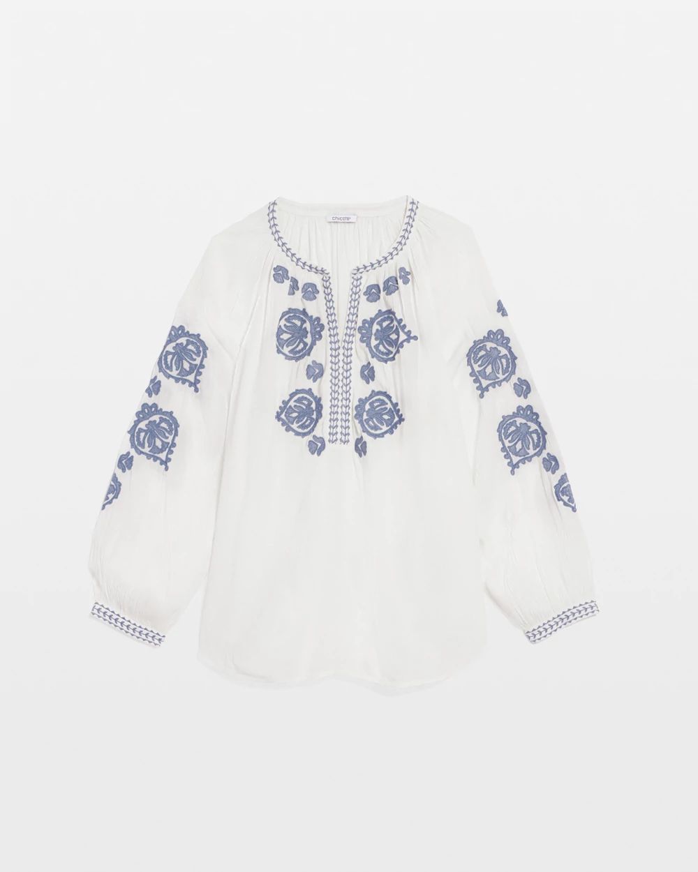 Embroidered Splitneck Shirt