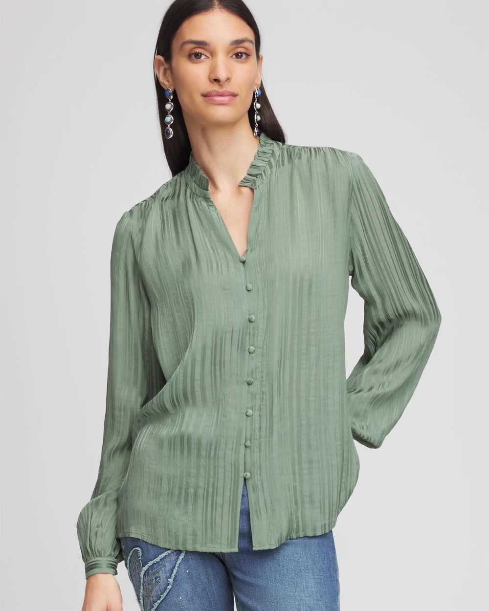 Georgette Ruffled-Hem Blouse