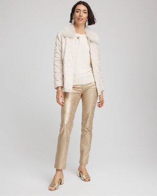 Girlfriend Slim Ankle Foiled Lace Jeans click to view larger image.