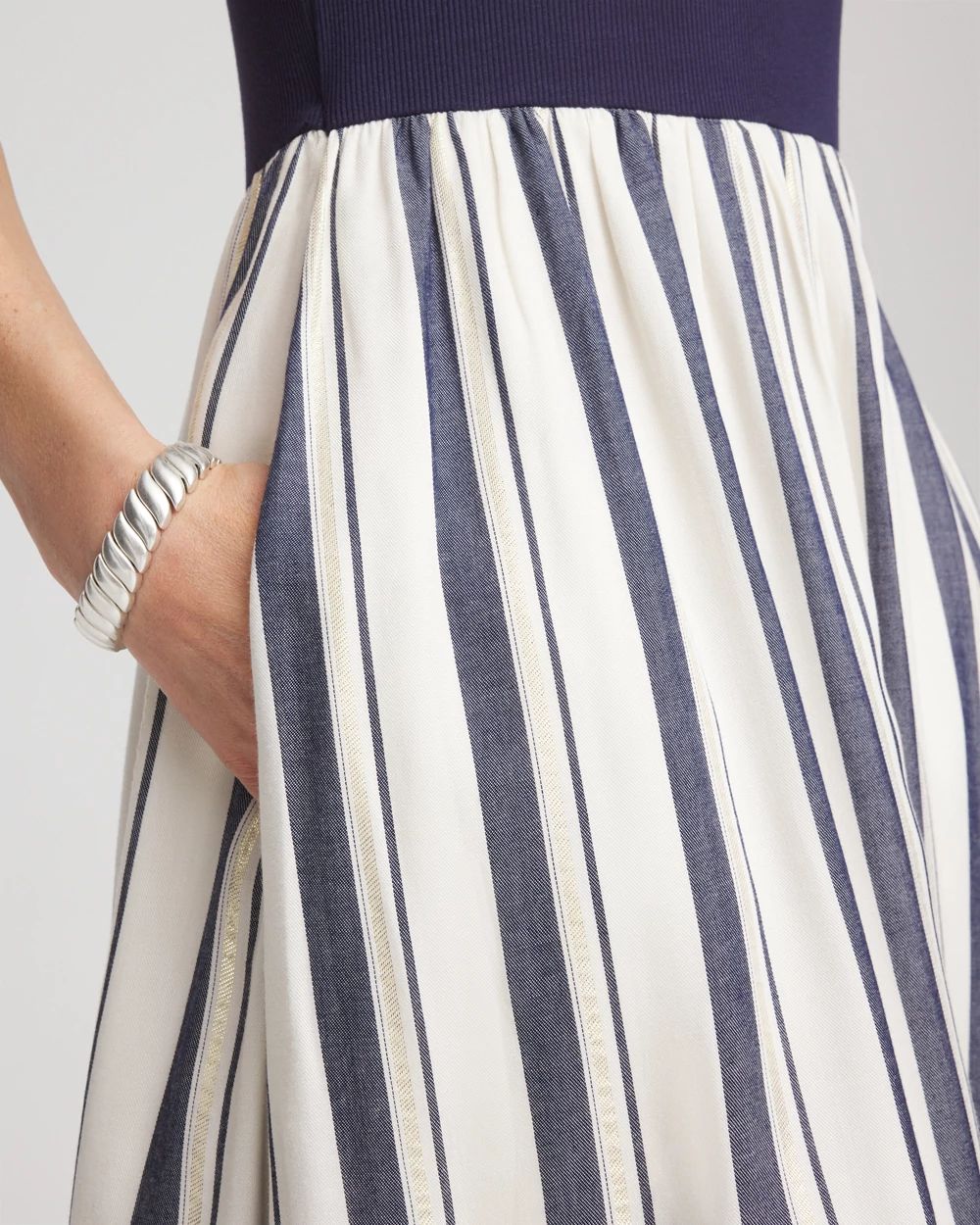 Petite Mixed Metallic Striped Maxi Dress